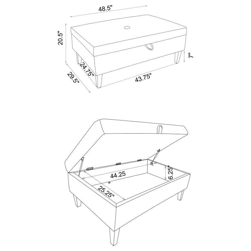 Ernest - Rectangular Upholstered Storage Ottoman - Black And White