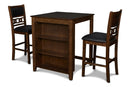 GIA 30" COUNTER TABLE W/2 CHAIRS & STG SHELF-BROWN