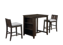 HESTON 36" STORAGE COUNTER TABLE SET W/2 CHAIRS-CHERRY