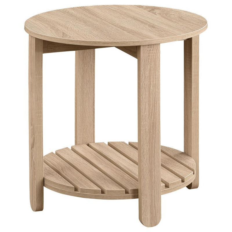 Fowler - 1 Shelf Round Engineered Wood Table