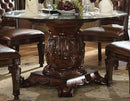Acme Vendome Single Pedestal Dining Table with 54" Tempered Glass Top in Cherry 62010