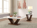 Forbes White Marble & Walnut Coffee Table