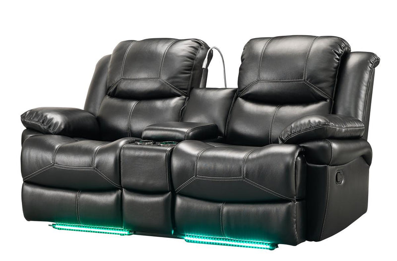 New Classic Flynn Console Loveseat (Lights) in Premier Black