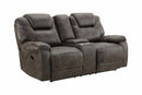 New Classic Furniture Anton Dual Recliner Console Loveseat with Power Footrest in Chocolate