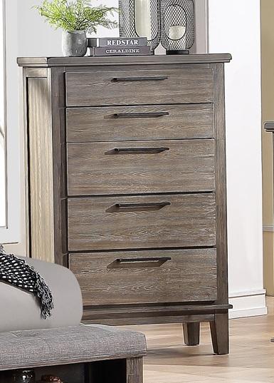 New Classic Furniture Cagney 5 Drawer Chest in Vintage Gray
