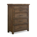 New Classic Furniture Fairfax 5 Drawer Lift Top Chest in Medium Oak