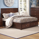 New Classic Kensington California King Low Profile Bed with Storage Footboard in Burnished Cherry