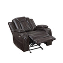 JOSHUA LEATHER GLIDER RECLINER - DK BROWN