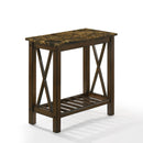 EDEN CHAIRSIDE TABLE-BROWN W/GRAY FAUX MARBLE TOP