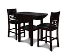 GIA 42" COUNTER DROP LEAF TABLE W/2 CHAIRS-EBONY