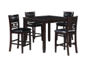 GIA 5PC 42" SQUARE COUNTER TABLE & 4 CHAIRS-EBONY