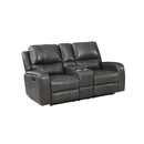 LINTON LEATHER CONSOLE LOVESEAT W/ PWR FR-GRAY