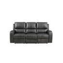 LINTON LEATHER SOFA W/ PWR FR-GRAY