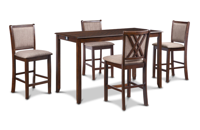 AMY  60" COUNTER TABLE+CHAIRS W/STG  (5 PC)  -CHERRY