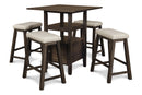DERBY COUNTER TABLE & 4 STOOLS (SET) - CHOCOLATE