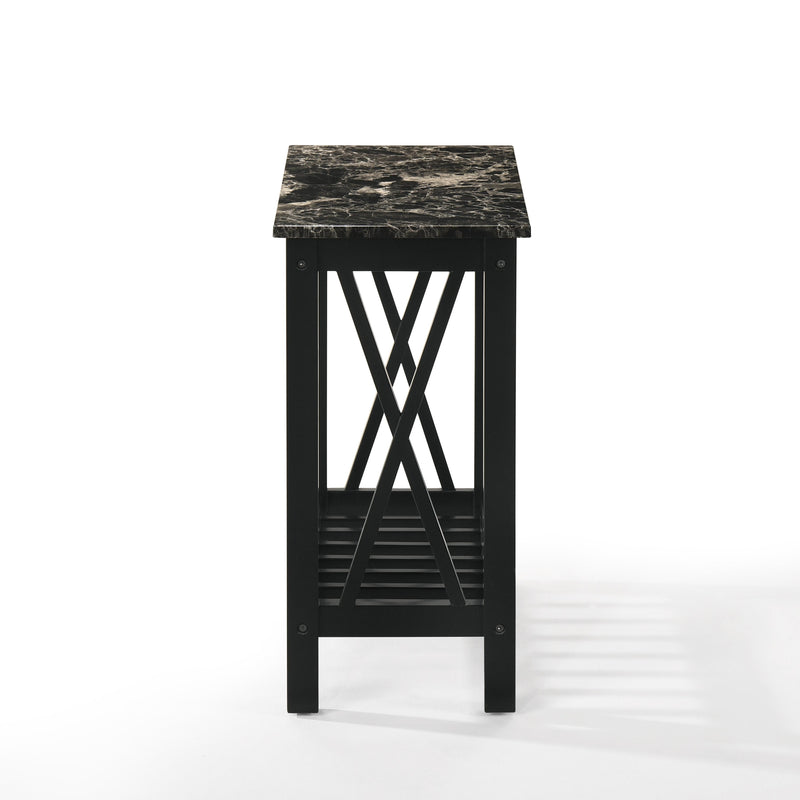 EDEN CHAIRSIDE TABLE-BLACK W/FAUX MARBLE TOP
