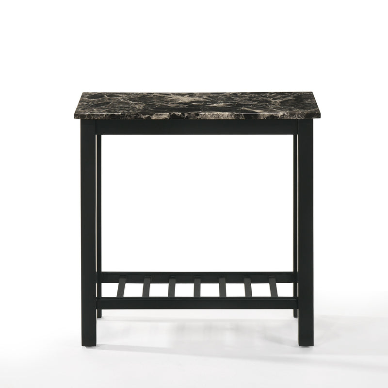 EDEN CHAIRSIDE TABLE-BLACK W/FAUX MARBLE TOP