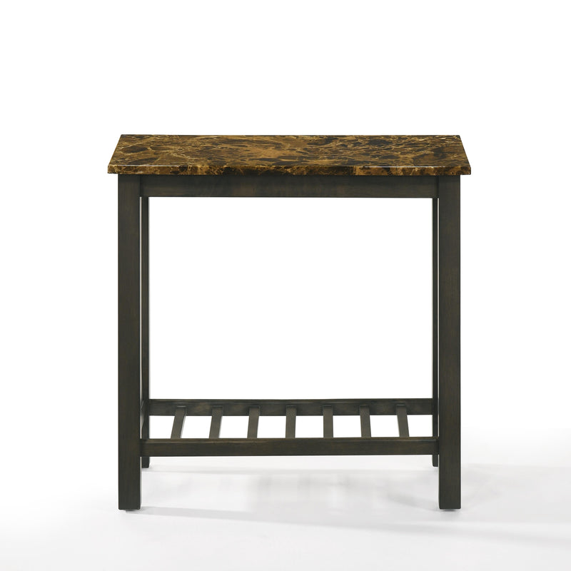 EDEN CHAIRSIDE TABLE-ESPRESSO W/FAUX MARBLE TOP
