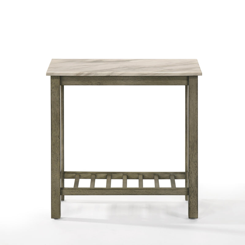 EDEN CHAIRSIDE TABLE-GRAY W/FAUX MARBLE TOP