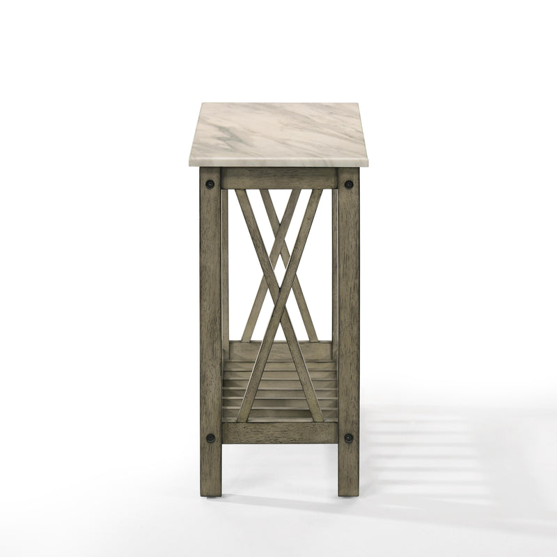 EDEN CHAIRSIDE TABLE-GRAY W/FAUX MARBLE TOP