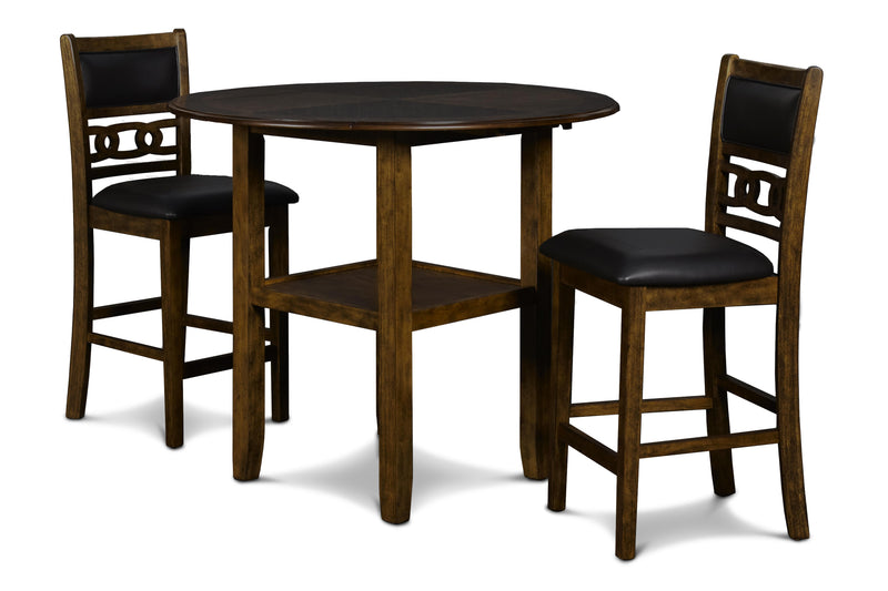 GIA 42" COUNTER  DROP LEAF TABLE W/2 CHAIRS-BROWN