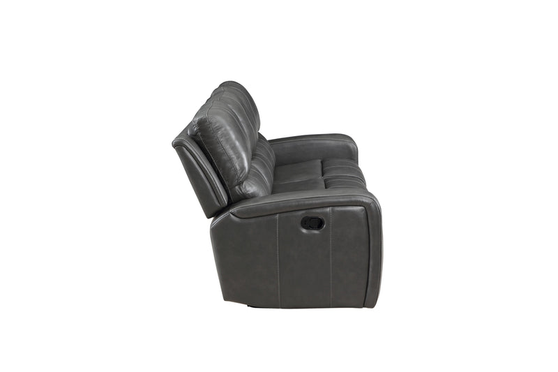 LINTON LEATHER SOFA W/DUAL RECLINER-GRAY