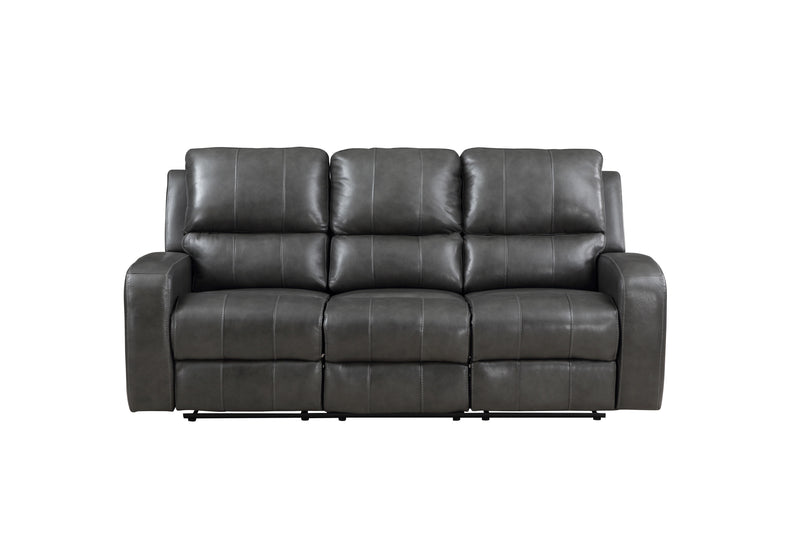 LINTON LEATHER SOFA W/DUAL RECLINER-GRAY