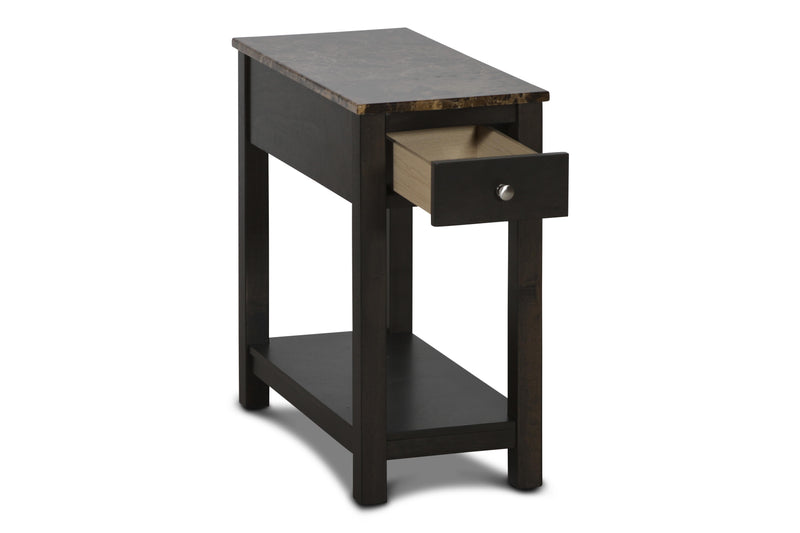 NOAH END TABLE WITH DRAWER-ESPRESSO W/FAUX MARBLE TOP