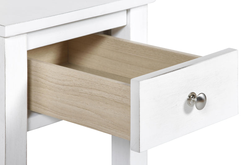 NOAH END TABLE WITH DRAWER-WHITE