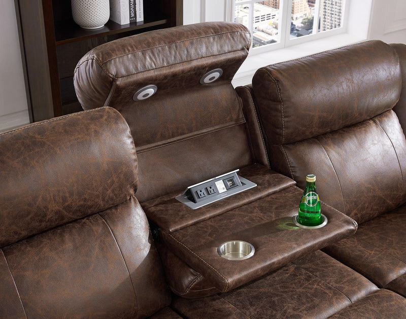 New Classic Furniture Atticus Dual Reclining Sofa in Mocha