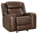 New Classic Furniture Atticus Glider Recliner With Power Footrest in Mocha