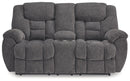 Foreside - Charcoal - Dbl Reclining Loveseat with Console