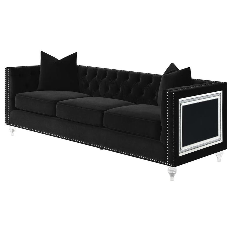 Delilah - Upholstered Tufted Tuxedo Arm Sofa - Black