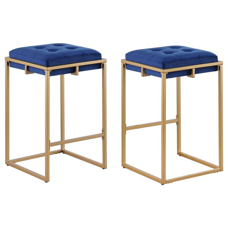 Nadia - Upholstered Backless Counter Stool (Set of 2) - Blue