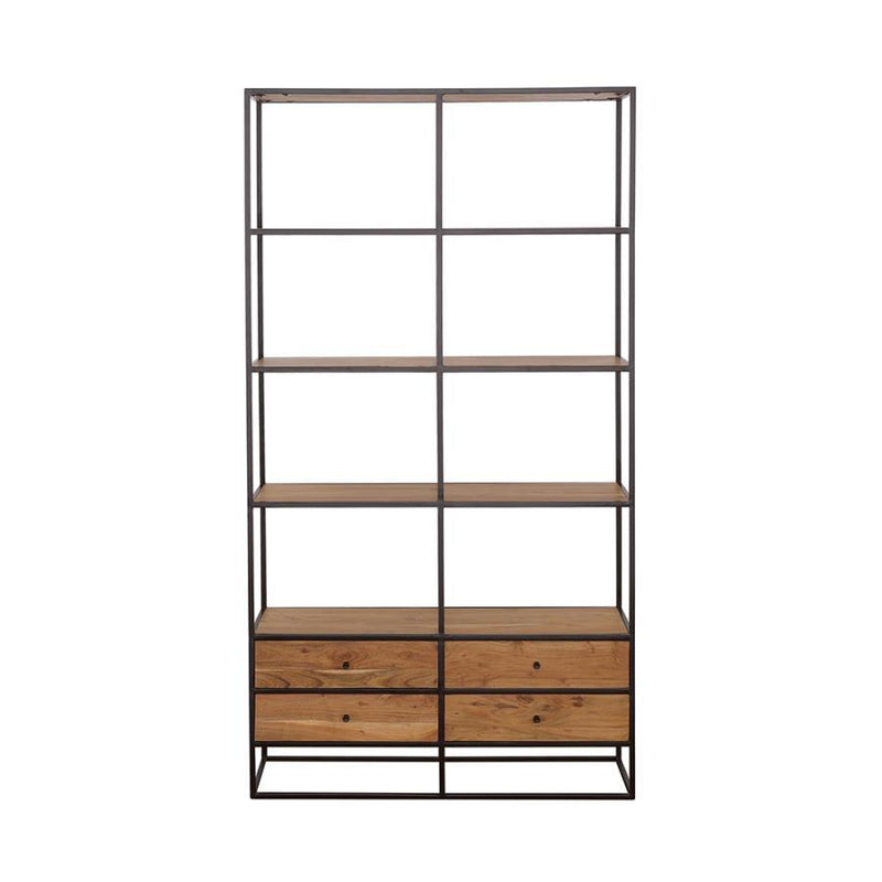 Belcroft - 4-Drawer Storage Bookshelf - Natural Acacia