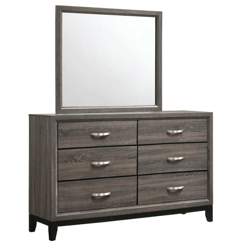 Watson - 6-Drawer Dresser With Mirror - Gray Oak