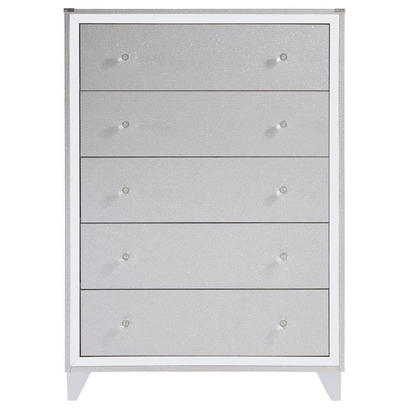 Larue - 5-Drawer Bedroom Chest - Silver