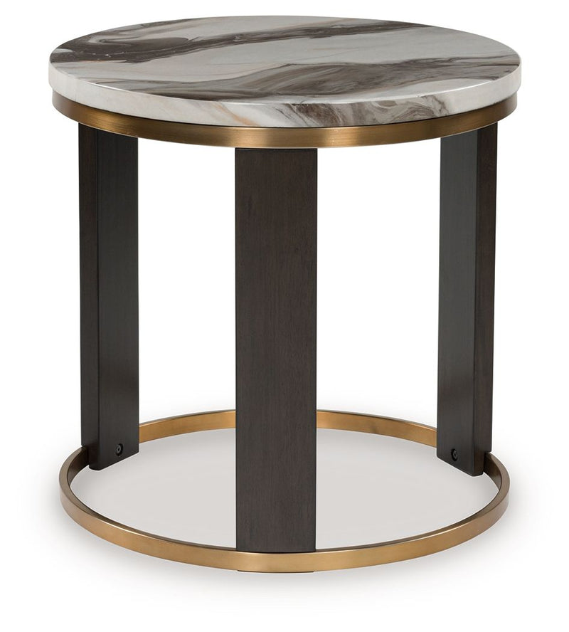 Jazmore - Brown / Brass Finish - Round End Table