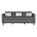 AIDEN SOFA W/3 THROW PILLOWS-SILVER GRAY