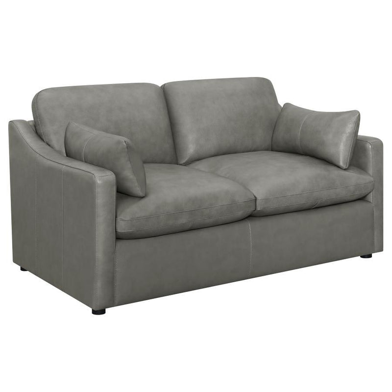 Grayson - Leather Upholstered Sloped Arm Loveseat - Gray