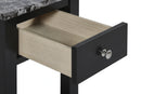 NOAH END TABLE WITH DRAWER-BLACK W/ FAUX MARBLE TOP