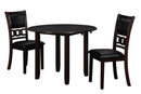GIA 42" DINING DROP LEAF TABLE W/2 CHAIRS-EBONY