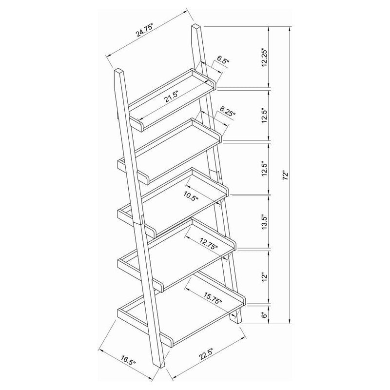 Colella - 5-Shelf Ladder Bookshelf - Cappuccino