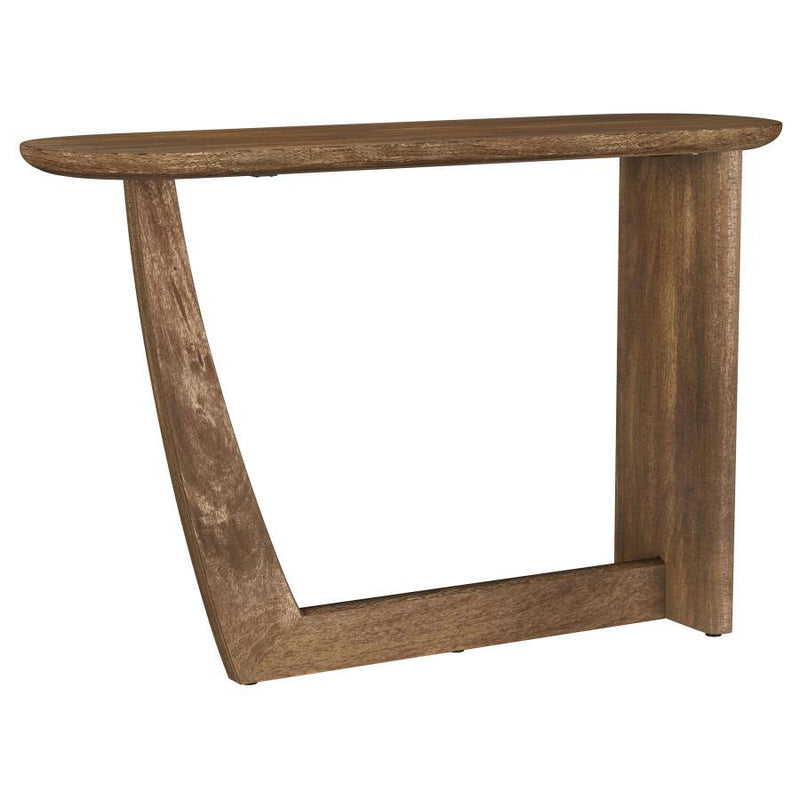 Fletcher - Oval Solid Mango Wood Entryway Console Table - Brown