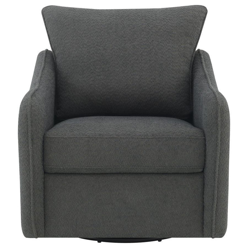 Madia - Upholstered Sloped Arm Swivel Glider Chair - Charcoal