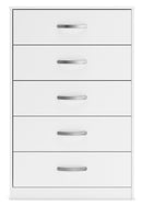 Flannia - White - Five Drawer Chest - 46" Height