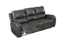 LINTON LEATHER SOFA W/ PWR FR-GRAY