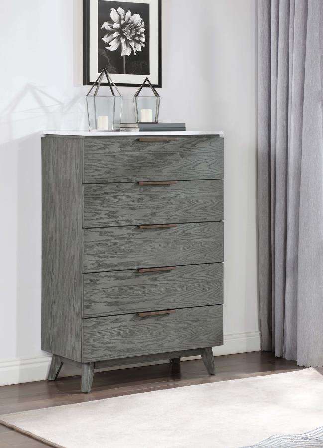 Nathan - 5-Drawer Bedroom Chest - Gray