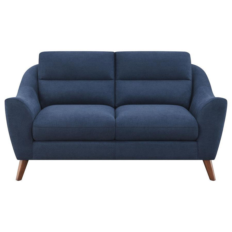 Gano - Upholstered Sloped Arm Loveseat - Navy Blue