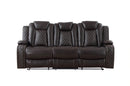 JOSHUA LEATHER SOFA W/DUAL RECLINER-DK BROWN